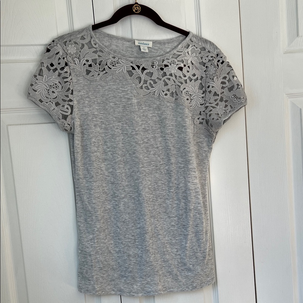 Sundance Gray Lace Accent Women's Blouse